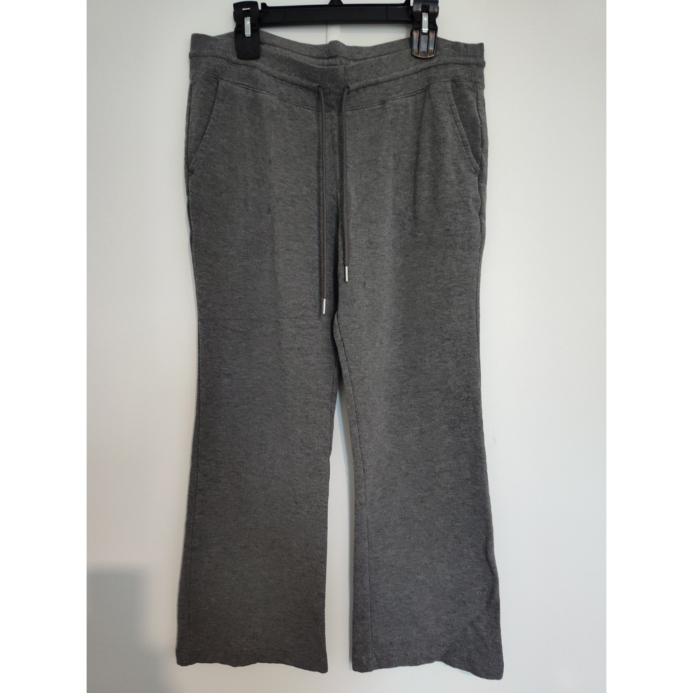 Athleta Coaster Luxe Flare Pants Charcoal Grey Heather Drawstring XL 467895-00